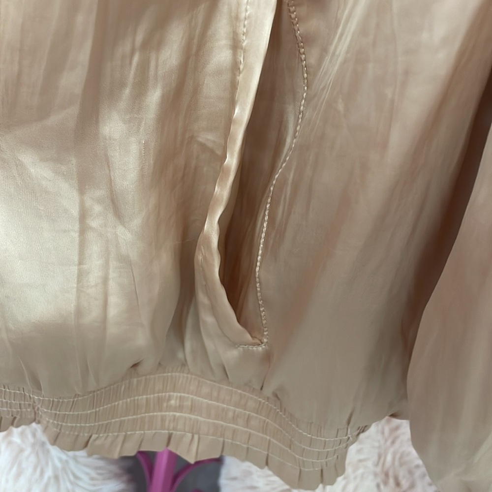 Chico’s peachy Cream Bomber Jacket with Satin Sheen - Picture 4 of 6